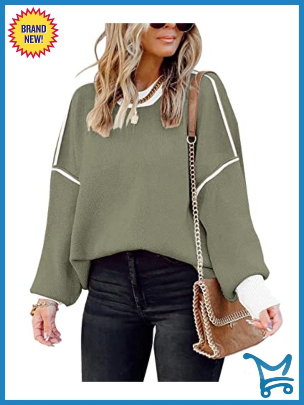 Oversized Colorblock Knit Sweater Women High Low Tunic Batwing Sleeve